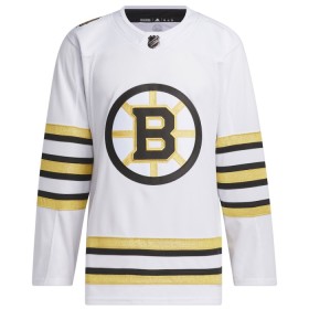 Män Ishockey Boston Bruins tröja med eget tryck 100th Anniversary Adidas 2023-24 Vit Authentic